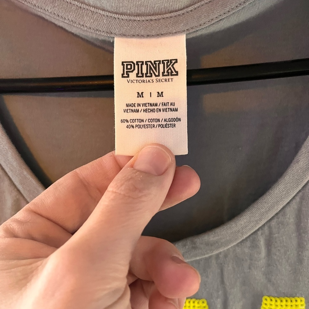 Victoria's Secret Pink Gray Tank with Yellow Accents Y2K - Picture 2 of 2